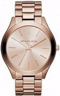 Michael Kors Slim Runway Roloi Batarias me Roz Xruso Metalliko Brasele MK3205