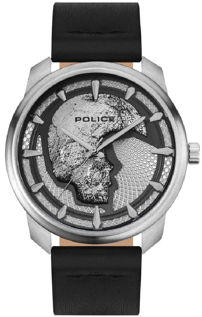 Police Bleder Roloi Batarias me Mavro Dermatino Louraki PL.15714JS/04