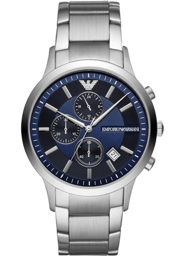 Emporio Armani Renato Ρολόι Χρονογράφος Μπαταρίας με Ασημί Μεταλλικό Μπρασελέ AR11164