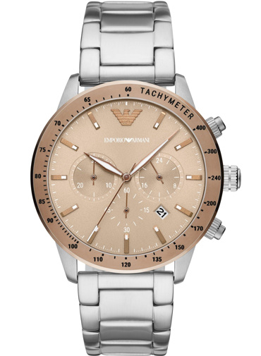 Emporio Armani Mario Ρολόι Χρονογράφος Μπαταρίας με Ασημί Μεταλλικό Μπρασελέ AR11352