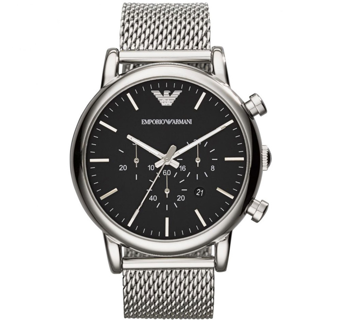 Emporio Armani Luigi Roloi Xronogafos Batarias me Asimi Metalliko Brasele AR1808