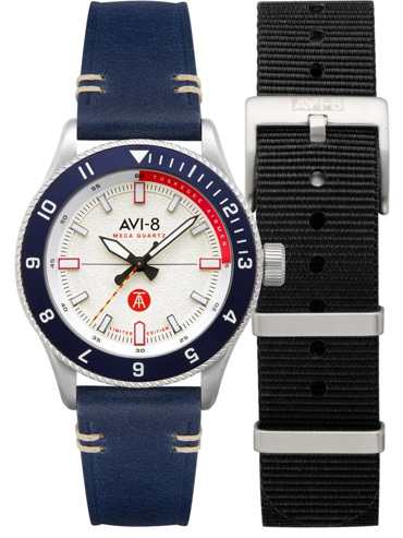 AVI-8 Tuskegee Airmen Limited Edition Ρολόι Μπαταρίας με Μπλε Δερμάτινο Λουράκι και Μαύρο Υφασμάτινο Λουράκι AV-4103-03