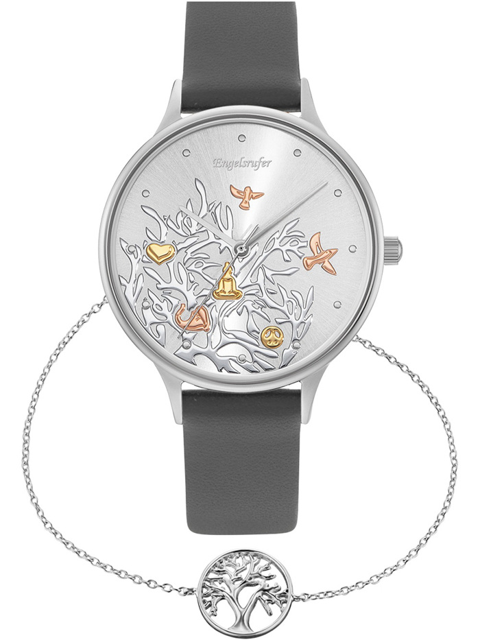 Engelsrufer Tree Of Life Set Roloi Batarias me Ggri Dermatino Louraki ERWO-TREE-03