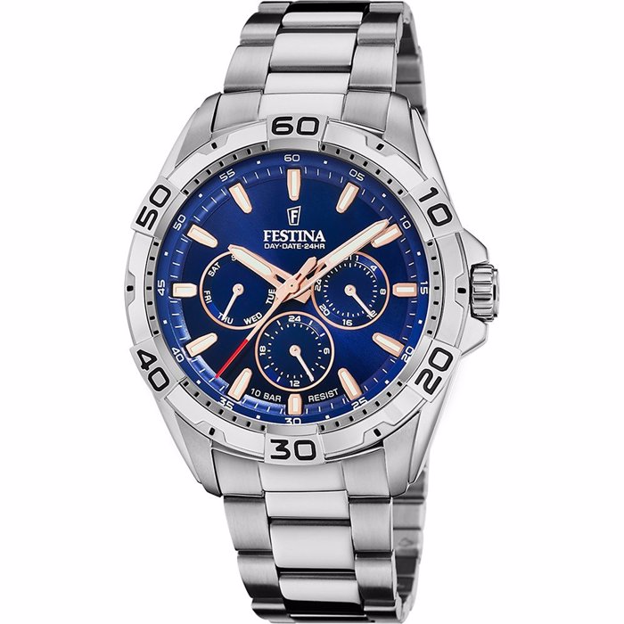 Festina Multifunction Roloi Batarias me Asimi Metalliko Brasele F20623/2