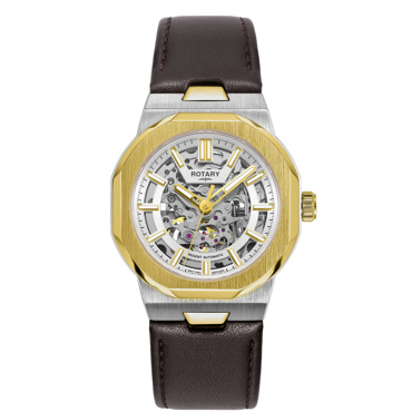 Rotary Regent Ρολόι Αυτόματο με Καφέ Δερμάτινο Λουράκι GS05496/06