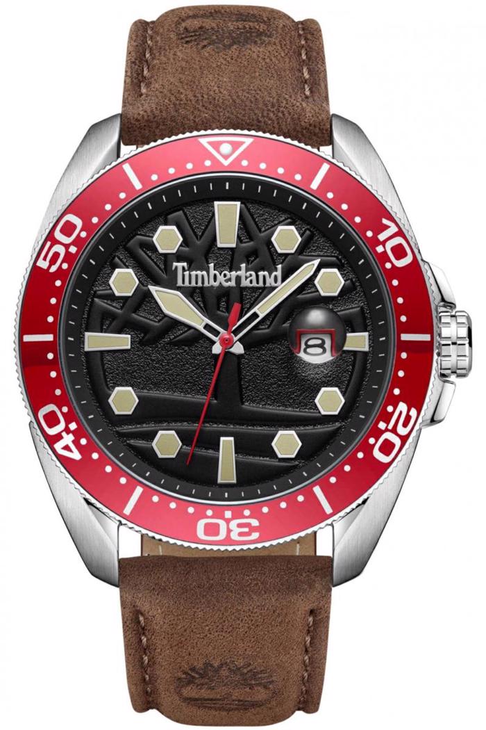 Timberland Carrigan Roloi Batarias me Kafe Dermatino Louraki TDWGB2230602