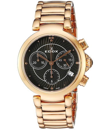 Edox LaPassion Ρολόι Χρονογράφος Μπαταρίας με Ροζ Χρυσό Μεταλλικό Μπρασελέ 10220-37RM-NIR