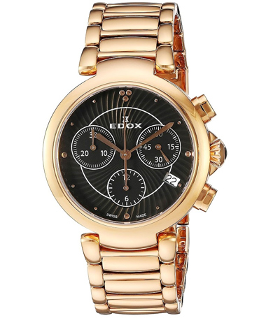 Edox LaPassion Ρολόι Χρονογράφος Μπαταρίας με Ροζ Χρυσό Μεταλλικό Μπρασελέ 10220-37RM-NIR