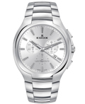 Edox Les Bemonts Roloi Xronogafos Batarias me Asimi Metalliko Brasele 10239-3-AIN