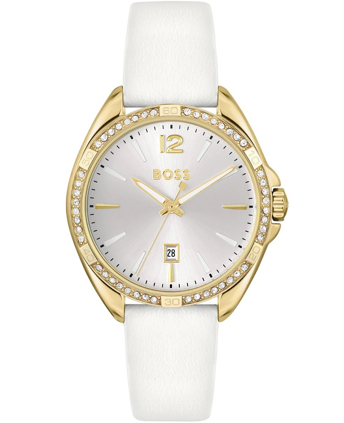 Hugo Boss Roloi Batarias me Lefko Dermatino Louraki 1502619
