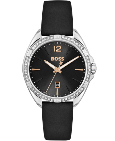 Hugo Boss Ρολόι Μπαταρίας με Μαύρο Δερμάτινο Λουράκι 1502624