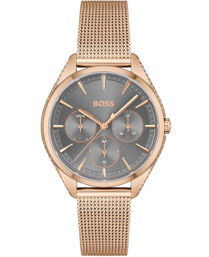Hugo Boss Roloi Batarias me Roz Xruso Metalliko Brasele 1502639