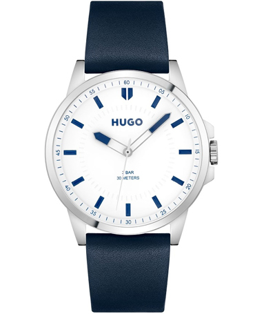 Hugo Boss Ρολόι Μπαταρίας με Μπλε Δερμάτινο Λουράκι 1530245