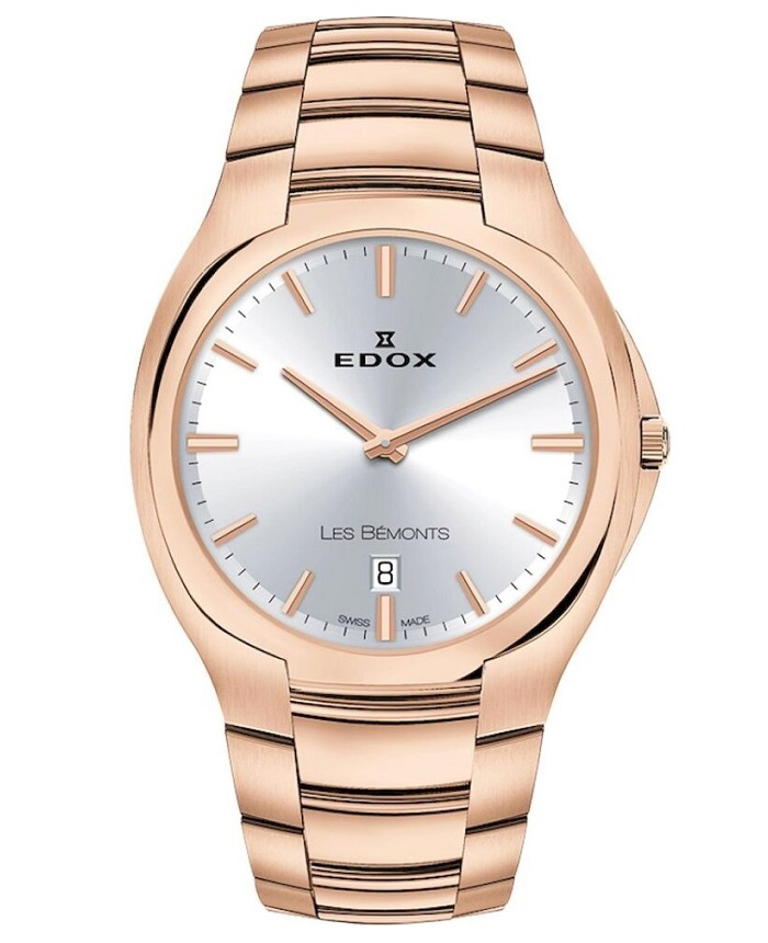 Edox Les Bemonts Roloi Batarias me Roz Xruso Metalliko Brasele 56003-37R-AIR