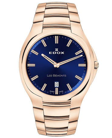 Edox Les Bemonts Ρολόι Μπαταρίας με Ροζ Χρυσό Μεταλλικό Μπρασελέ 56003-37R-BUIR