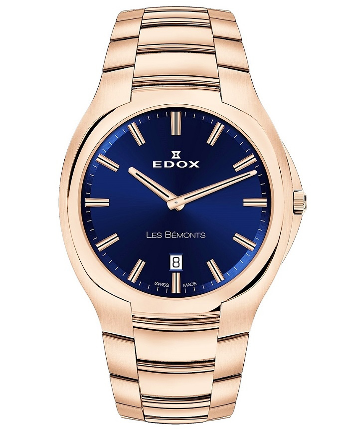 Edox Les Bemonts Roloi Batarias me Roz Xruso Metalliko Brasele 56003-37R-BUIR