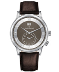 Claude Bernard Classic 2nd Time Zone Roloi Batarias me Kafe Dermatino Louraki 62007-3-GRN