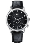 Claude Bernard Classic 2nd Time Zone Roloi Batarias me Mavro Dermatino Louraki 62007-3-NIN