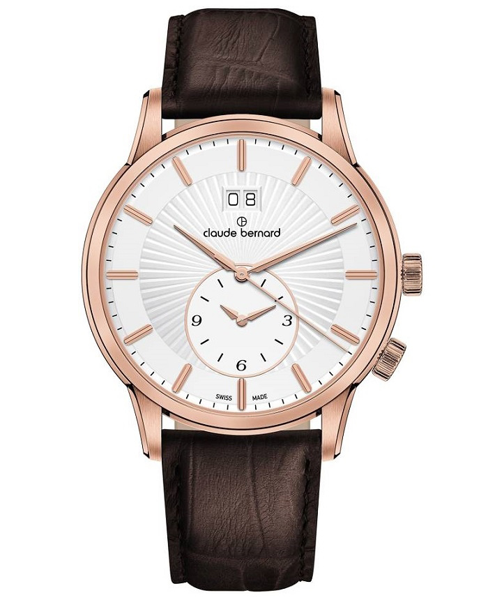 Claude Bernard Classic 2nd Time Zone Roloi Batarias me Kafe Dermatino Louraki 62007-37R-AIR