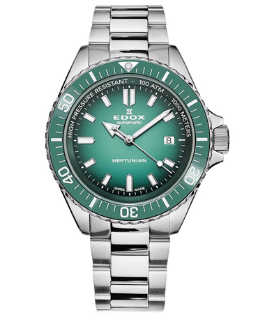 Edox Skydiver Neptunian Ρολόι Αυτόματο με Ασημί Μεταλλικό Μπρασελέ 80120-3VM-N-VDN1