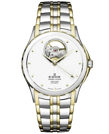 Edox Grand Ocean Open Heart Ρολόι Αυτόματο με Χρυσό / Ασημί Μεταλλικό Μπρασελέ 85013-357J-AID