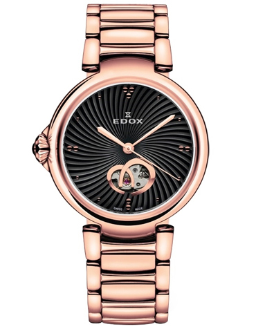Edox LaPassion Open Heart Ρολόι Αυτόματο με Ροζ Χρυσό Μεταλλικό Μπρασελέ 85025-37RM-NIR