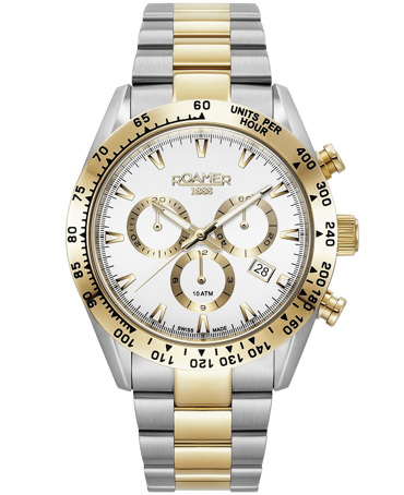 Roamer Monza 100 Ρολόι Χρονογράφος Μπαταρίας με Χρυσό / Ασημί Μεταλλικό Μπρασελέ 850837-47-15-20