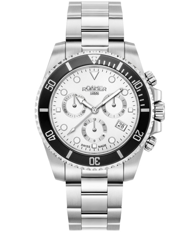 Roamer Deep Sea 100 Ρολόι Χρονογράφος Μπαταρίας με Ασημί Μεταλλικό Μπρασελέ 851837-41-15-20