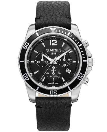 Roamer Nautic 100 Ρολόι Χρονογράφος Μπαταρίας με Μαύρο Δερμάτινο Λουράκι 862837-41-55-02