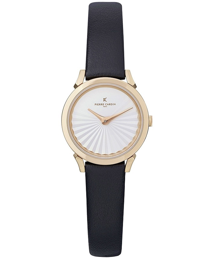 Pierre Cardin Pigalle PlissGe Roloi Batarias me Mavro Dermatino Louraki CPI.2501