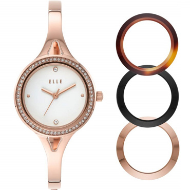 Elle Ternes Σετ Ρολόι Μπαταρίας με Ροζ Χρυσό Μεταλλικό Μπρασελέ ELL27001