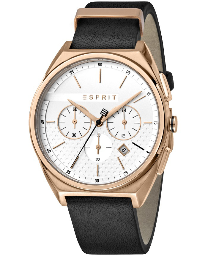 Esprit Slice Roloi Xronogafos Batarias me Mavro Dermatino Louraki ES1G062L0035