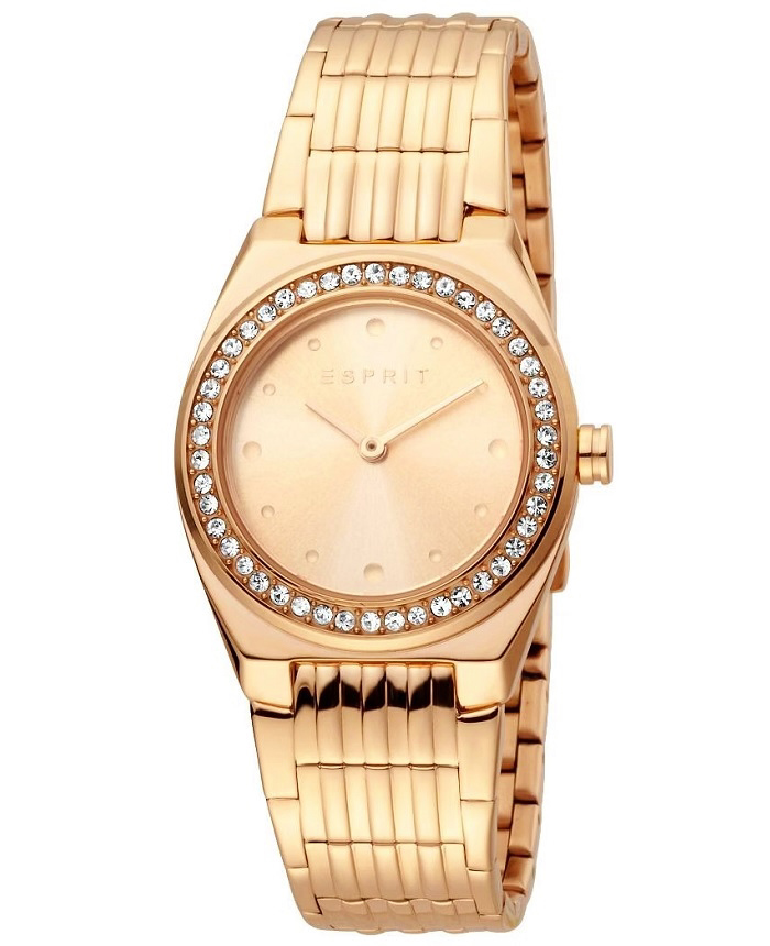 Esprit Spot Roloi Batarias me Roz Xruso Metalliko Brasele ES1L148M0075