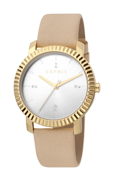 Esprit Menlo Ρολόι Μπαταρίας με Μπεζ Δερμάτινο Λουράκι ES1L185L0025