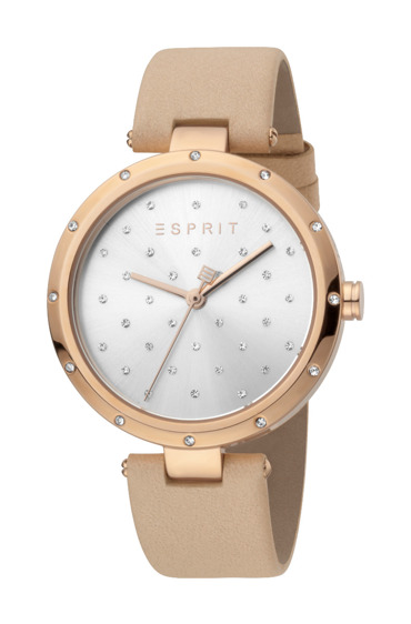 Esprit Louise Ρολόι Μπαταρίας με Μπεζ Δερμάτινο Λουράκι ES1L214L0035