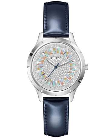 Guess Glamour Ρολόι Μπαταρίας με Μπλε Δερμάτινο Λουράκι GW0299L1