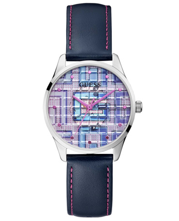 Guess Clearly Ρολόι Μπαταρίας με Μπλε Δερμάτινο Λουράκι GW0480L1