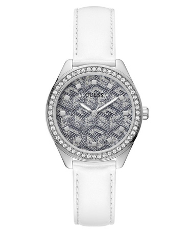 Guess G Gloss Ρολόι Μπαταρίας με Λευκό Δερμάτινο Λουράκι GW0608L1