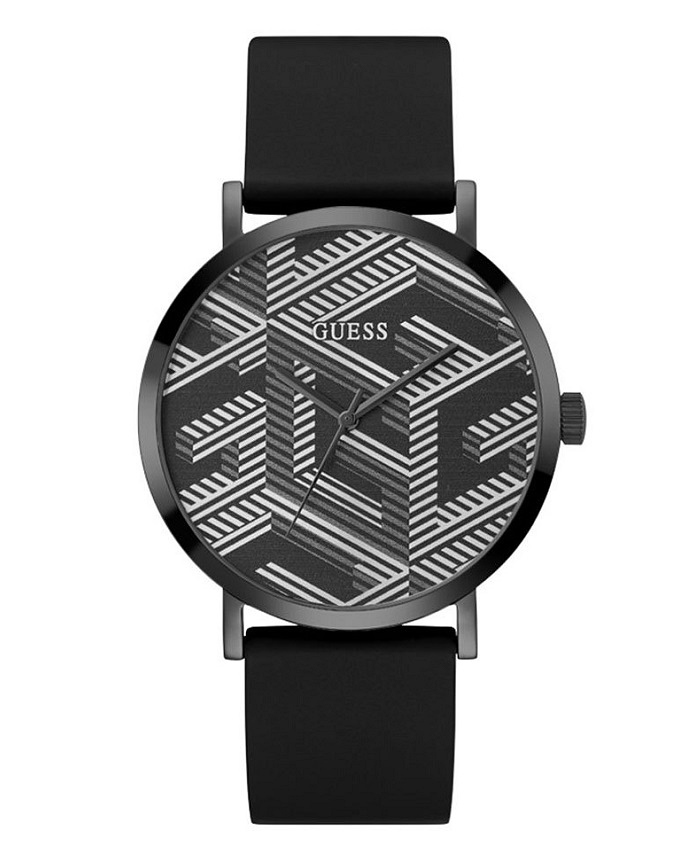 Guess Imprint Roloi Batarias me Mavro Kaoutsouk Louraki GW0625G3