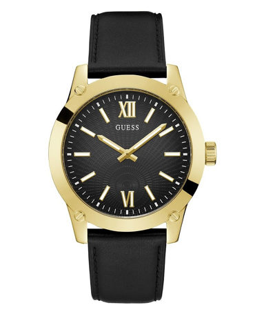 Guess Crescent Ρολόι Μπαταρίας με Μαύρο Δερμάτινο Λουράκι GW0628G2