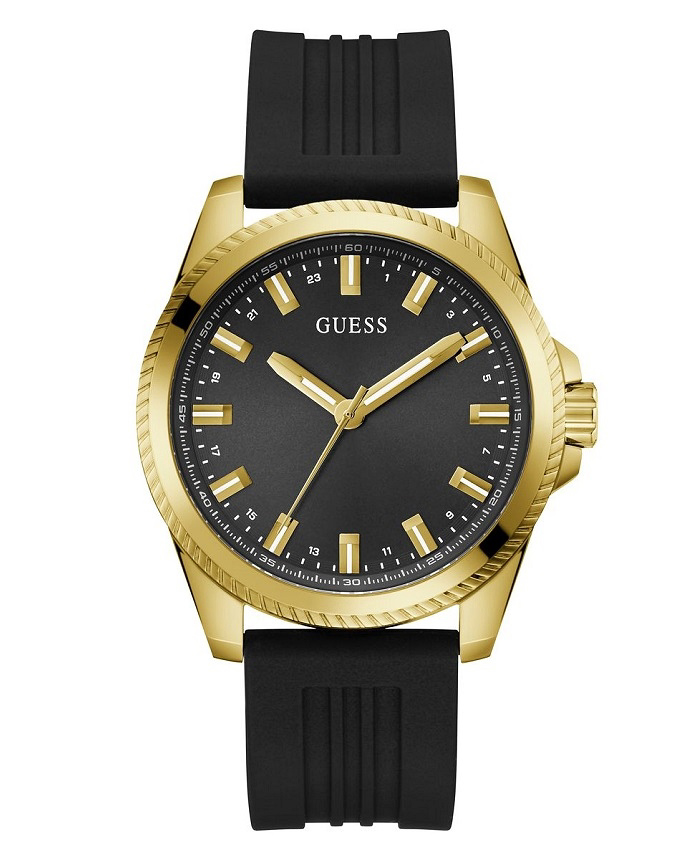 Guess Champ Roloi Batarias me Mavro Kaoutsouk Louraki GW0639G2