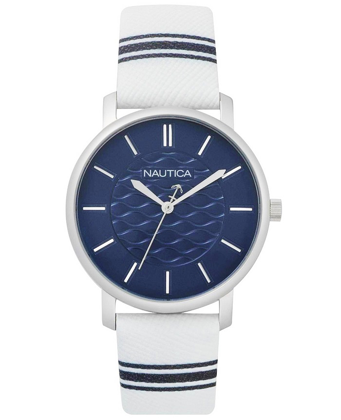Nautica Coral Gables Roloi Batarias me Lefko Dermatino Louraki NAPCGS002