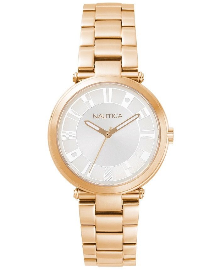 Nautica Flagstaff Roloi Batarias me Roz Xruso Metalliko Brasele NAPFLS006