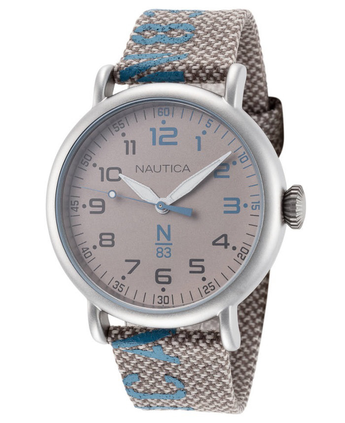 Nautica N83 Loves The Ocean Roloi Batarias me Ggri ufasmatino Louraki NAPLSF017