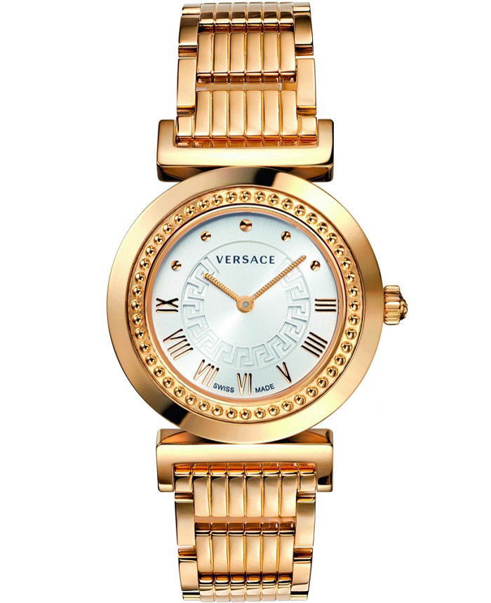 Versace Vanity Roloi Batarias me Roz Xruso Metalliko Brasele P5Q80D001S080