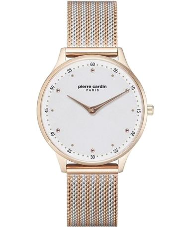 Pierre Cardin Fashion Ρολόι Μπαταρίας με Ροζ Χρυσό / Ασημί Μεταλλικό Μπρασελέ PC902722F204