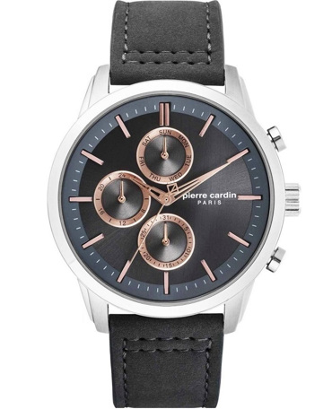 Pierre Cardin Champerret Ρολόι Μπαταρίας με Γκρι Δερμάτινο Λουράκι PC902741F05