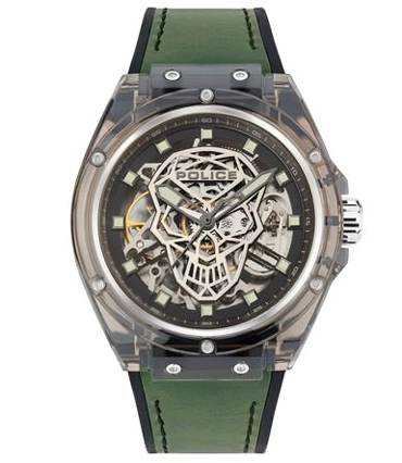 Police Ρολόι Αυτόματο με Πράσινο Καουτσούκ Λουράκι PEWGR1592404