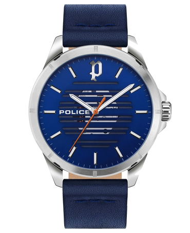 Police Barwara Ρολόι Μπαταρίας με Μπλε Δερμάτινο Λουράκι PEWJA2204501