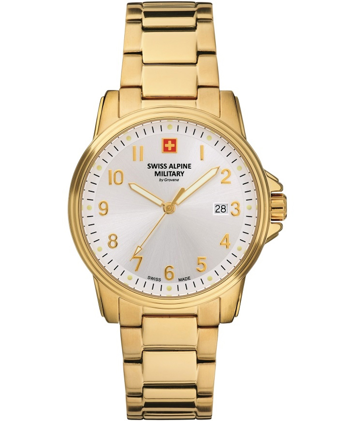 Swiss Alpine Military by Grovana Roloi Batarias me Xruso Metalliko Brasele SAM7011.1112